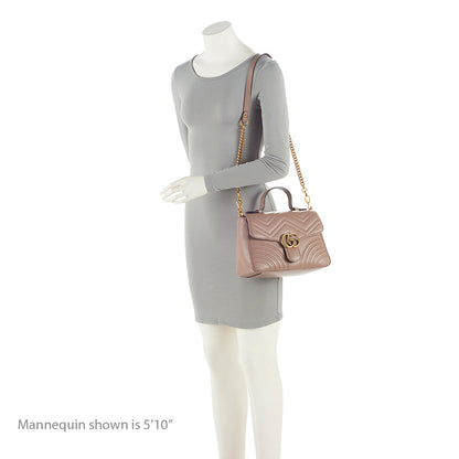 Gucci Matelasse Leather GG Marmont Top Handle Small Shoulder Bag (SHF-22063)