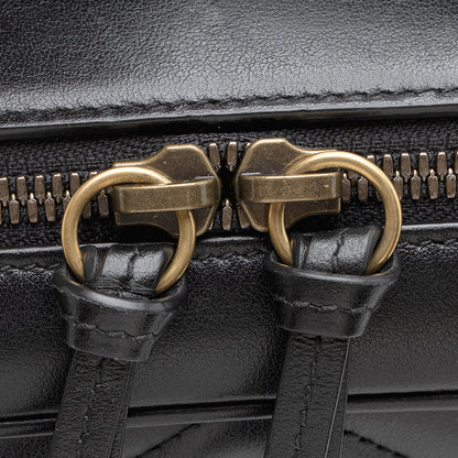 Gucci Matelasse Leather GG Marmont Top Handle Zip Around Small Shoulder Bag (SHF-21375)