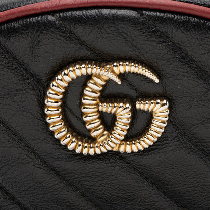 Gucci Matelasse Leather Torchon GG Marmont Round Mini Shoulder Bag