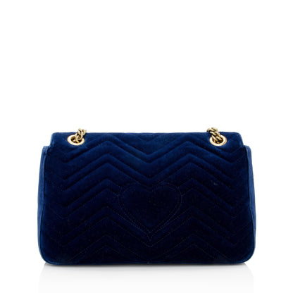 Gucci Matelasse Velvet GG Marmont Medium Shoulder Bag (SHF-22562)