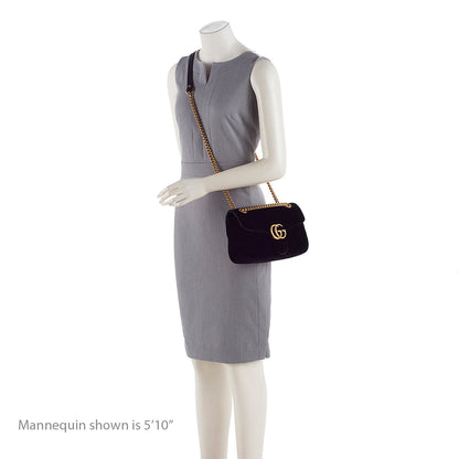 Gucci Matelasse Velvet GG Marmont Small Shoulder Bag (SHF-19219)