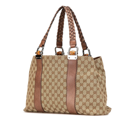 Gucci Medium GG Canvas Bamboo Libeccio Tote