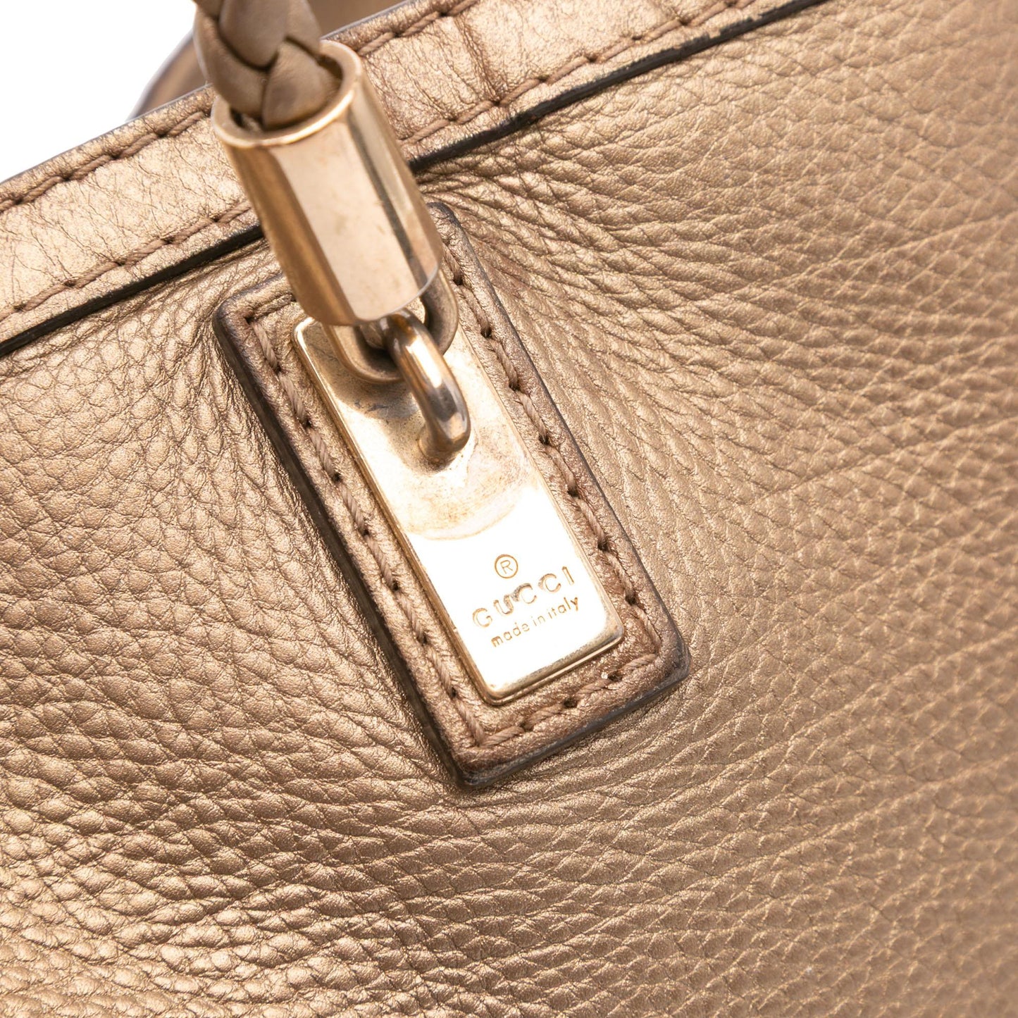 Gucci Metallic Grained Leather Bella Tote