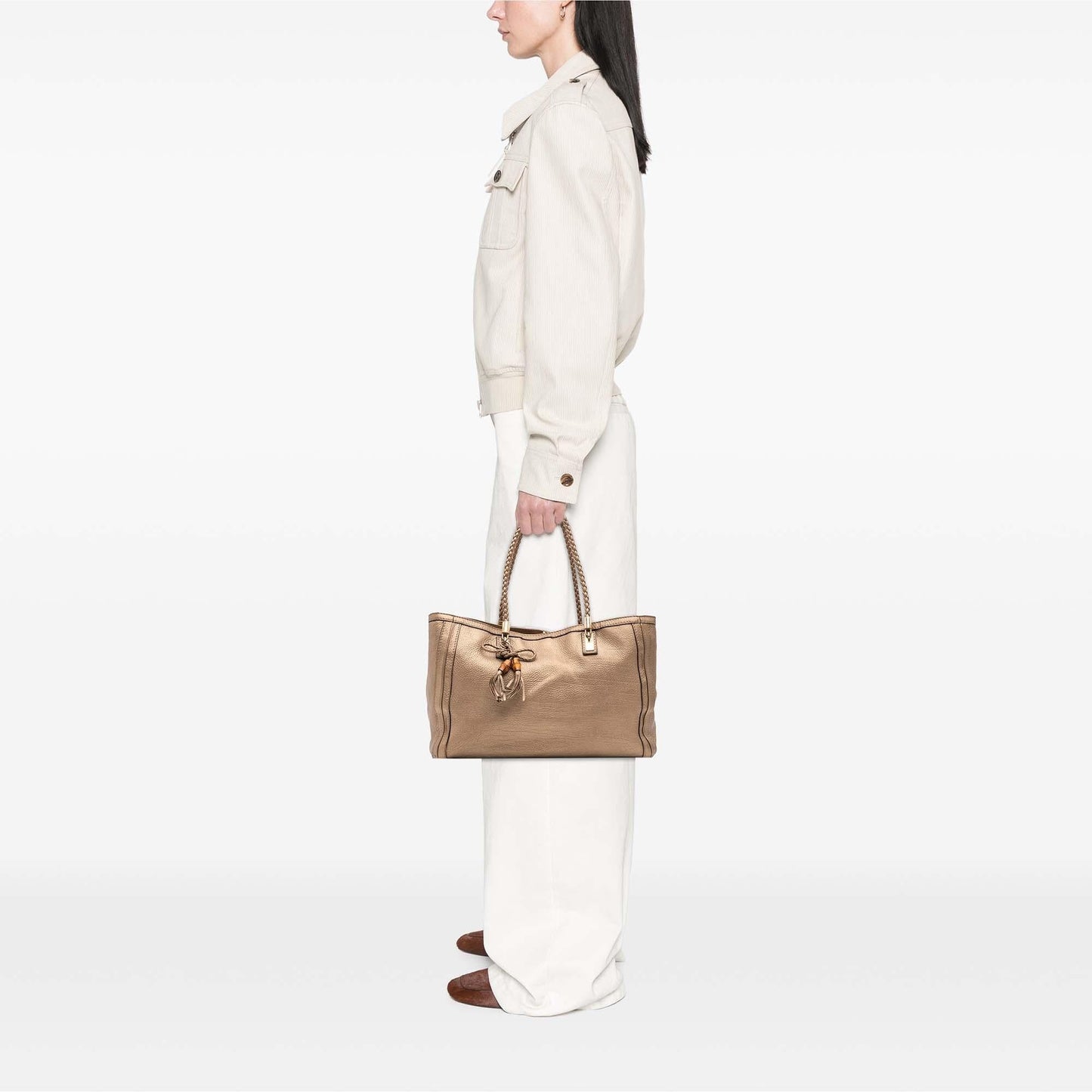 Gucci Metallic Grained Leather Bella Tote