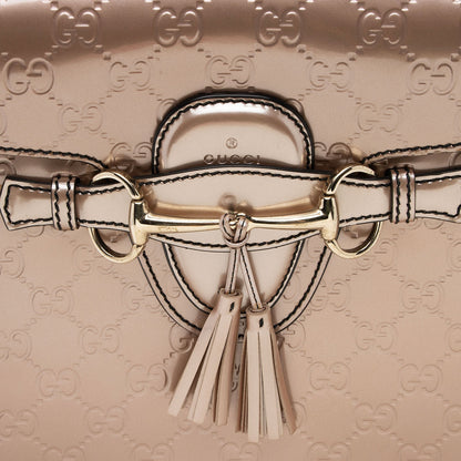 Gucci Metallic Patent Guccissima Leather Emily Large Shoulder Bag (SHF-v4gshd)
