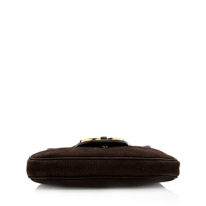 Gucci Nubuck Leather Ribot Flap Small Shoulder Bag (SHF-19107)