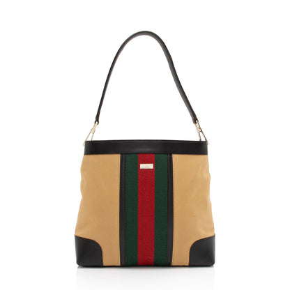 Gucci Canvas Web Shoulder Bag (SHF-KhYFg1)