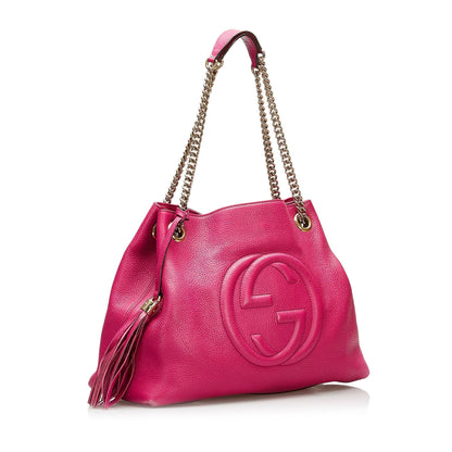 Gucci Soho Chain Leather Tote Bag (SHG-35942)