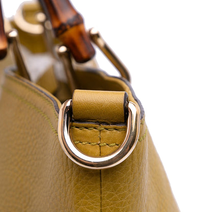 Gucci Tall Leather Bamboo Shopper Tote
