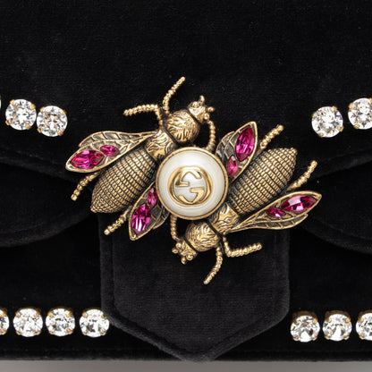 Gucci Velvet Crystal Mini Bee Broadway Shoulder Bag