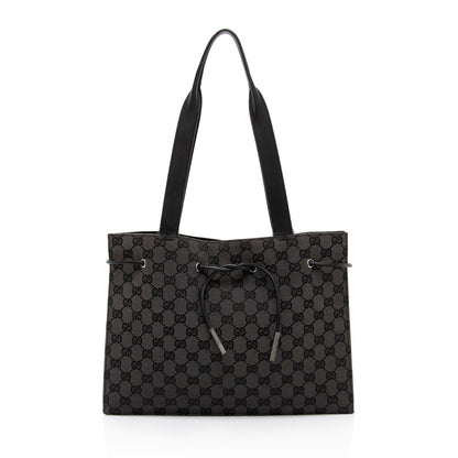 Gucci Vintage GG Canvas Drawstring Tote (SHF-psl0Np)