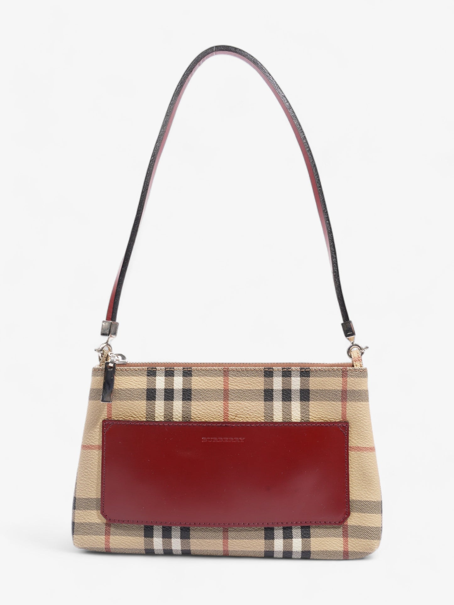 Burberry Pochette Shoulder Bag Haymarket Check / Red Coated Canvas