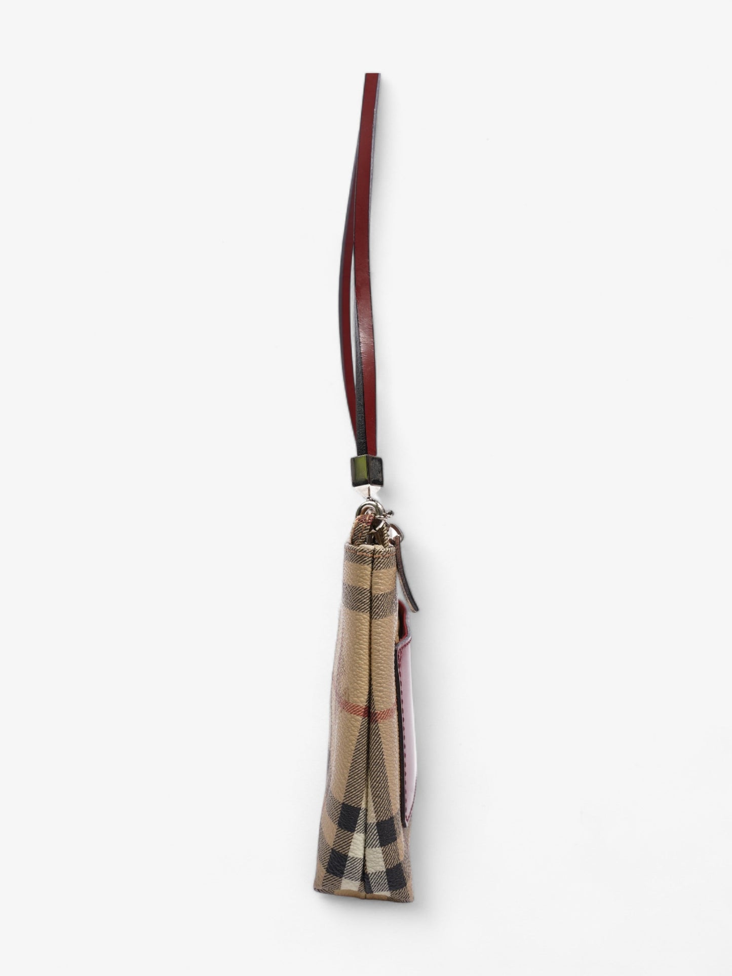 Burberry Pochette Shoulder Bag Haymarket Check / Red Coated Canvas
