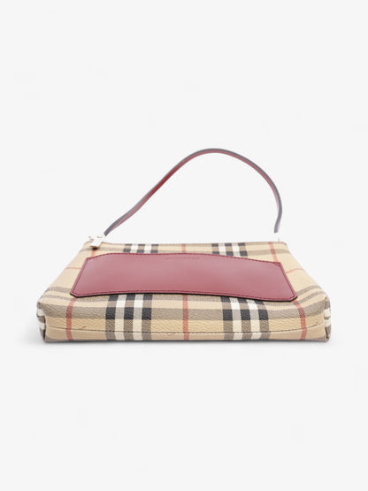 Burberry Pochette Shoulder Bag Haymarket Check / Red Coated Canvas