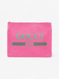 Gucci Vintage Logo Clutch Neon Pink / Green / Red Grained Leather