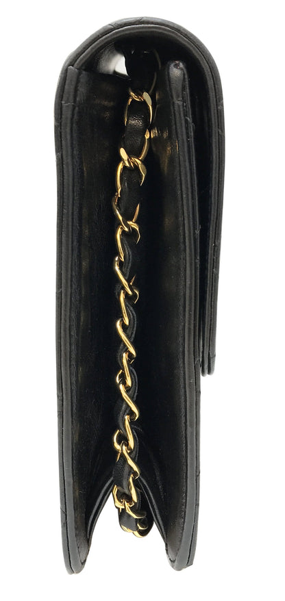 CHANEL Lamb Skin Matelasse 25 Chain Black Shoulder Bag