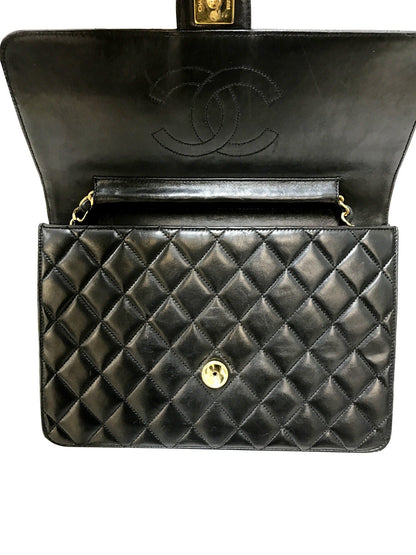CHANEL Lamb Skin Matelasse 25 Chain Black Shoulder Bag