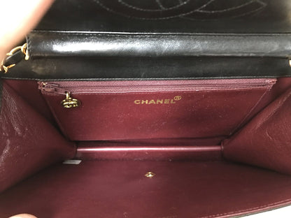 CHANEL Lamb Skin Matelasse 25 Chain Black Shoulder Bag