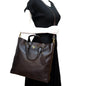 PRADA Vitello Daino Leather Tote Shoulder Bag Dark Brown