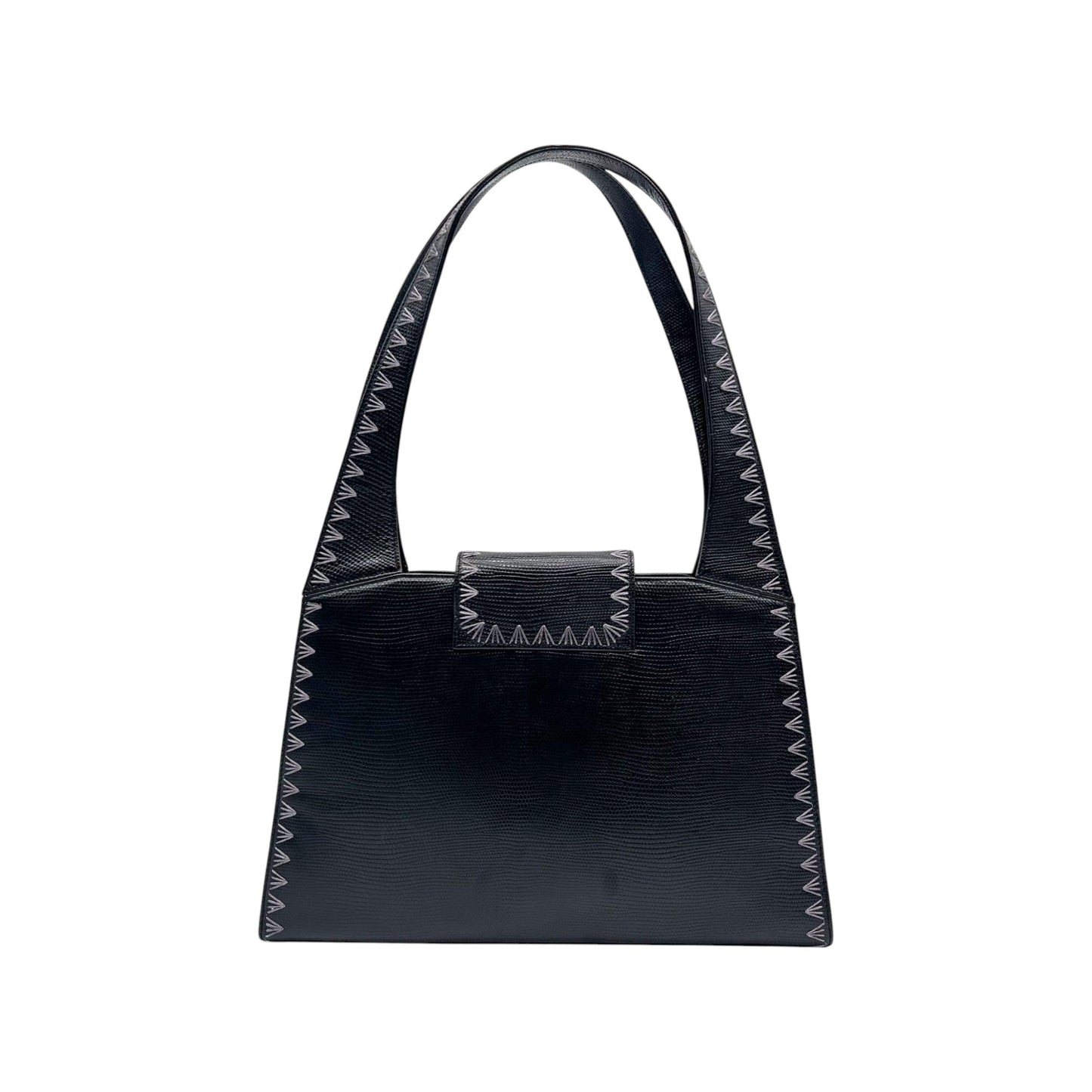 Gianni Versace Black Embossed Leather Shoulder Bag