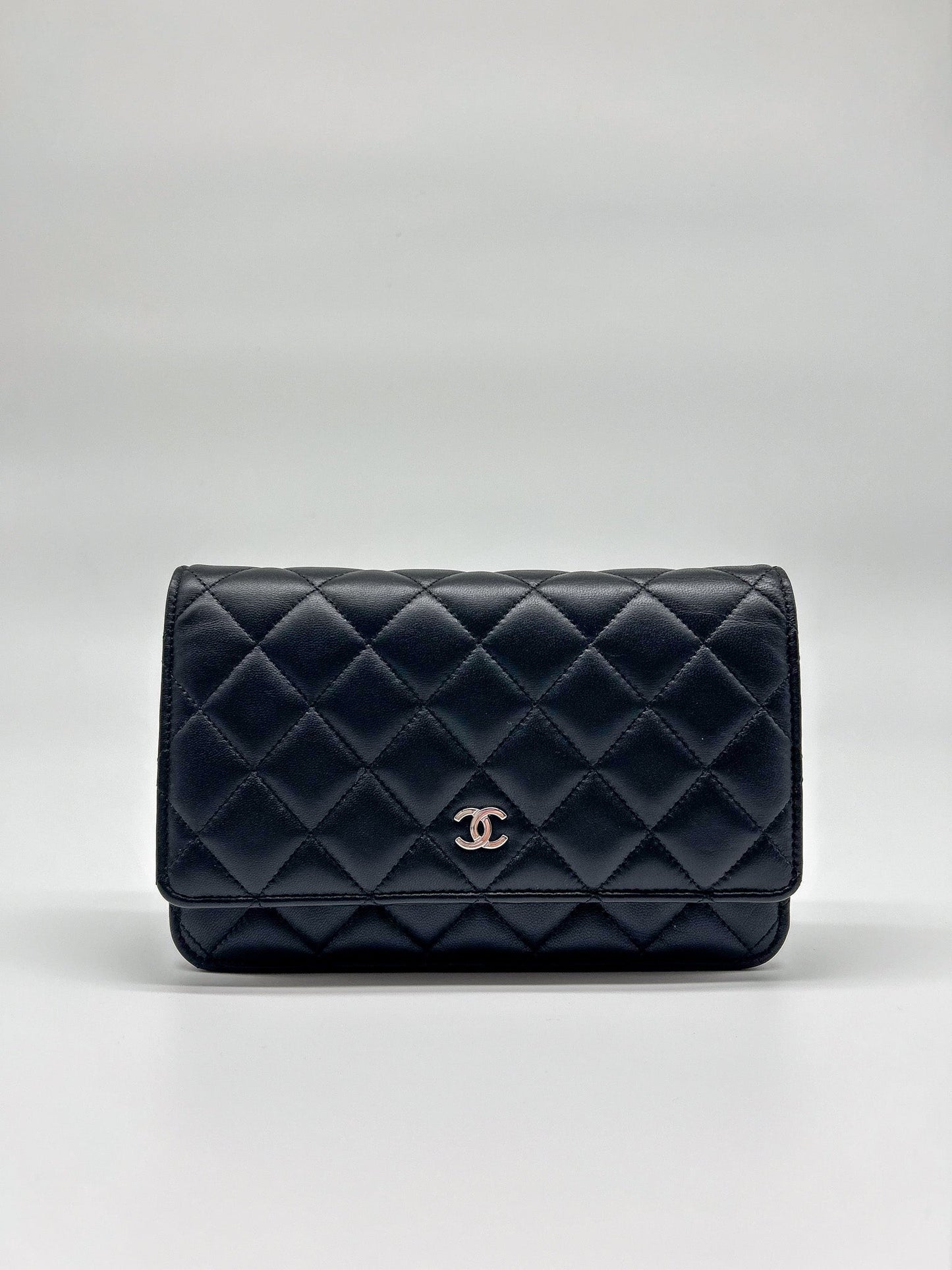 Chanel Black Lambskin Leather Wallet on Chain