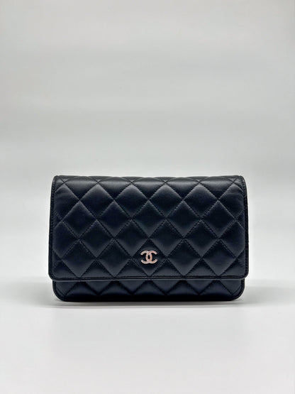 Chanel Black Lambskin Leather Wallet on Chain