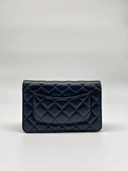 Chanel Black Lambskin Leather Wallet on Chain