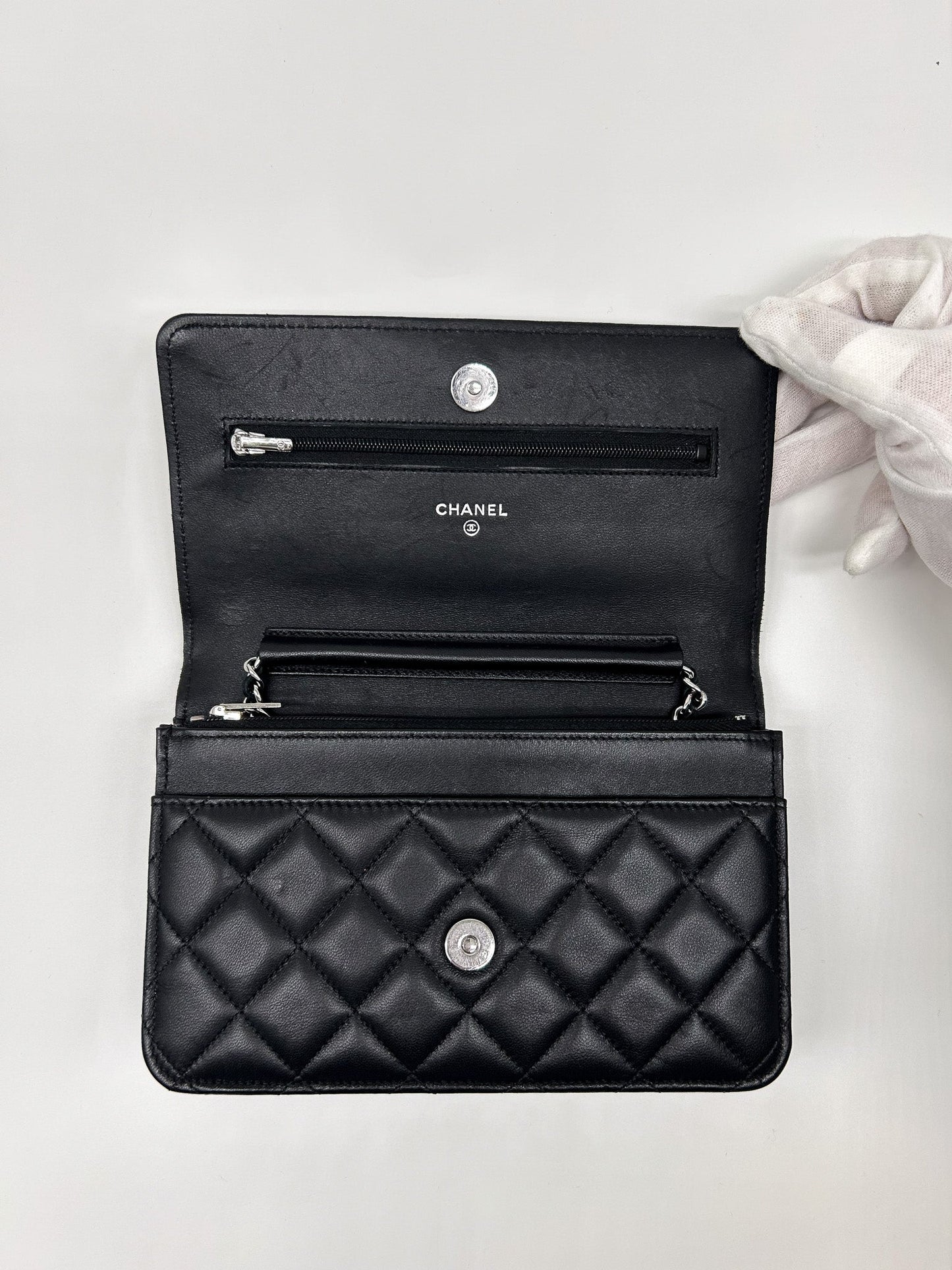 Chanel Black Lambskin Leather Wallet on Chain