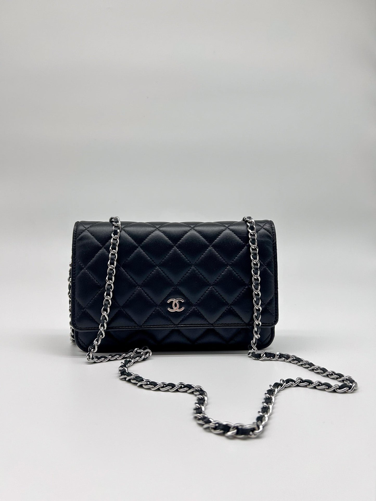 Chanel Black Lambskin Leather Wallet on Chain