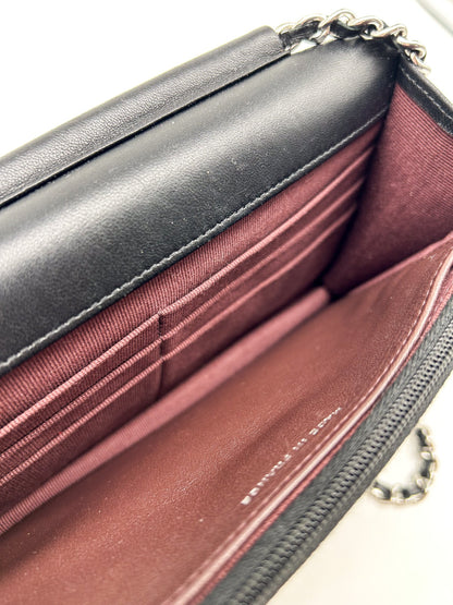 Chanel Black Lambskin Leather Wallet on Chain