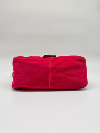 Fendi Raspberry Suede Mamma Baguette Bag