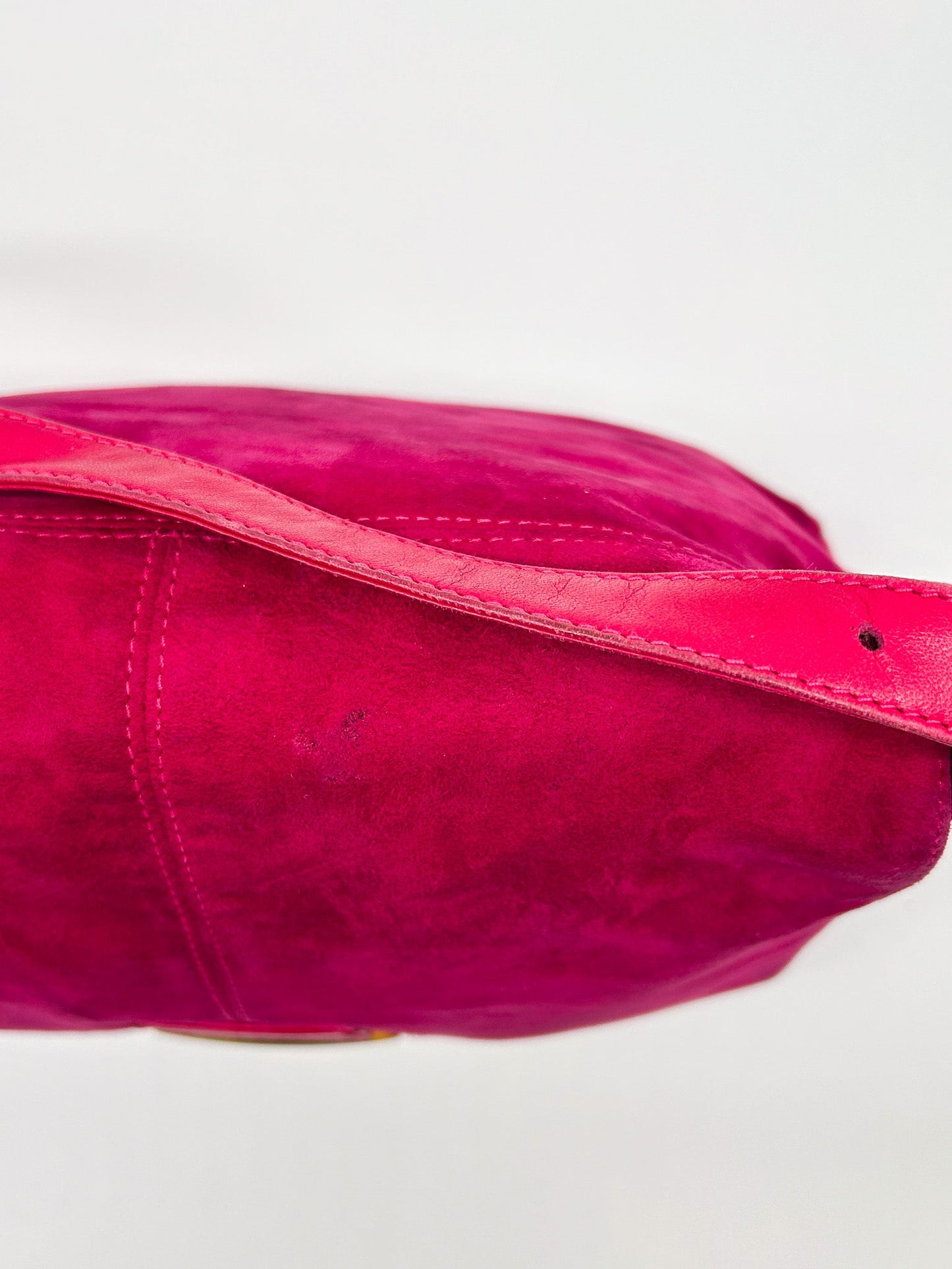 Fendi Raspberry Suede Mamma Baguette Bag