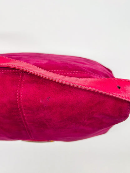 Fendi Raspberry Suede Mamma Baguette Bag