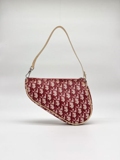 2000s Dior Burgundy Trotter Saddle Bag