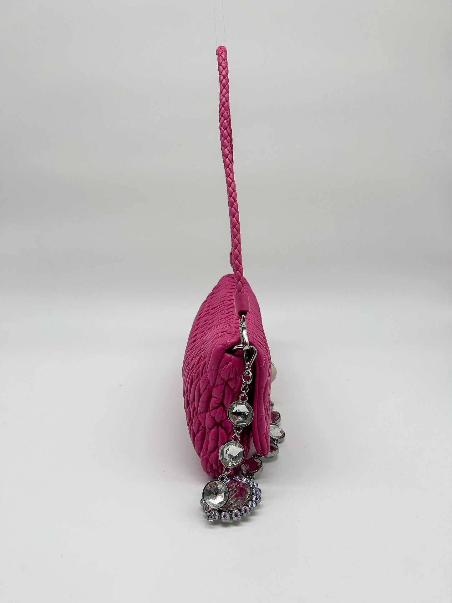 Miu Miu Pink Matelasse Nappa Crystal Shoulder Bag