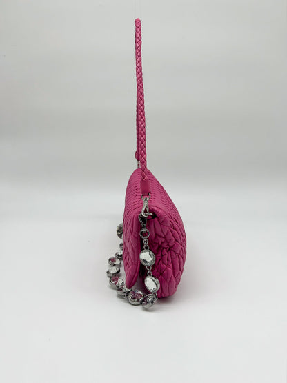 Miu Miu Pink Matelasse Nappa Crystal Shoulder Bag