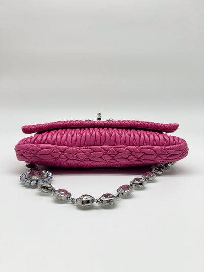 Miu Miu Pink Matelasse Nappa Crystal Shoulder Bag