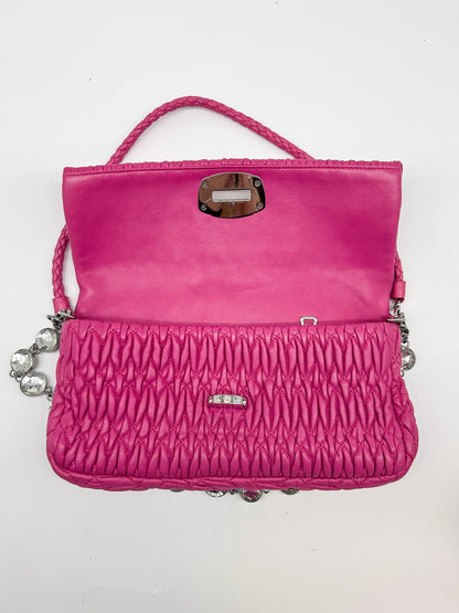 Miu Miu Pink Matelasse Nappa Crystal Shoulder Bag