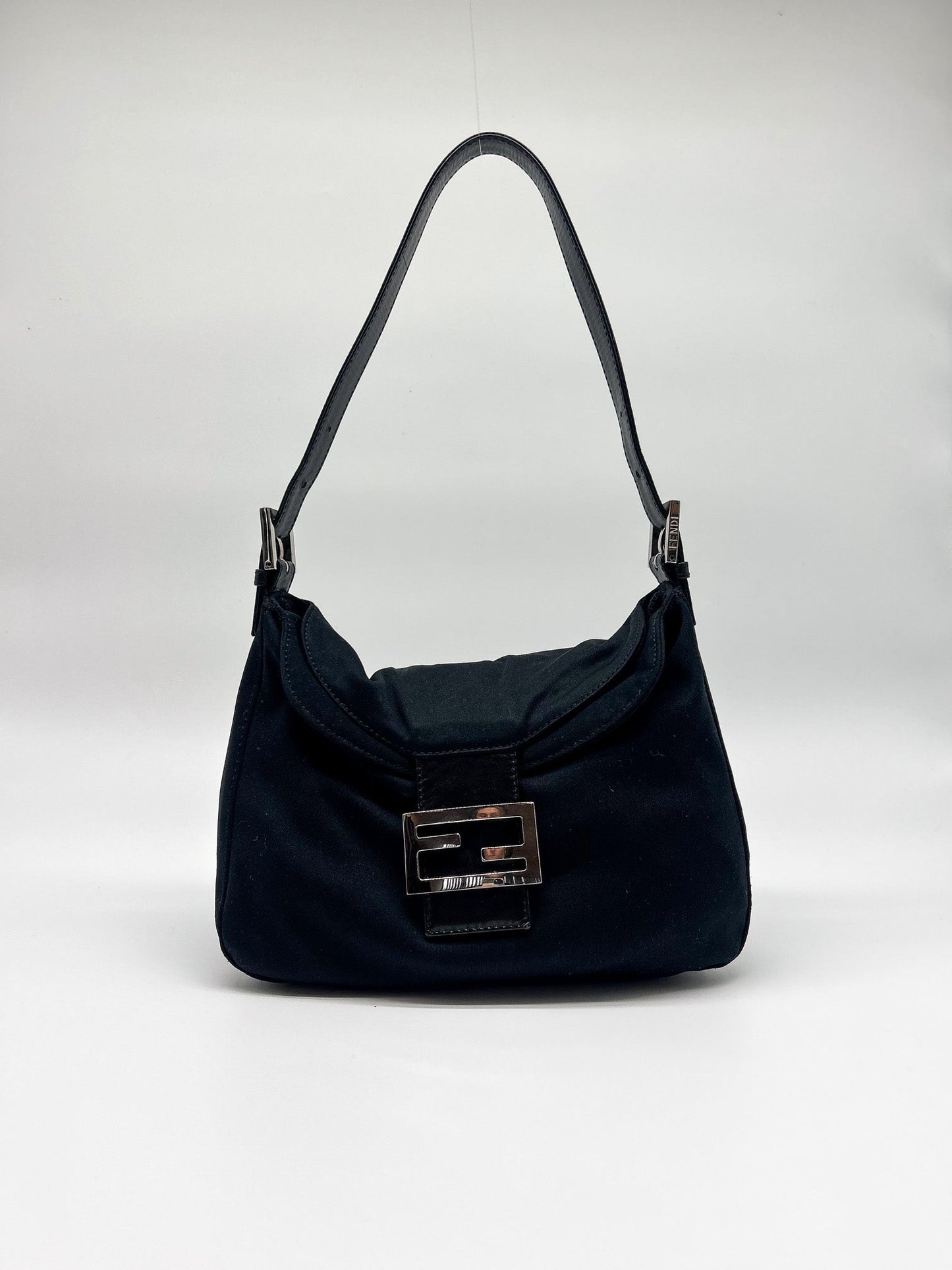Fendi Black Neoprene Baguette Shoulder Bag