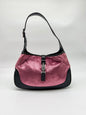 Gucci Jackie Pink Velvet and Black Leather Shoulder Bag