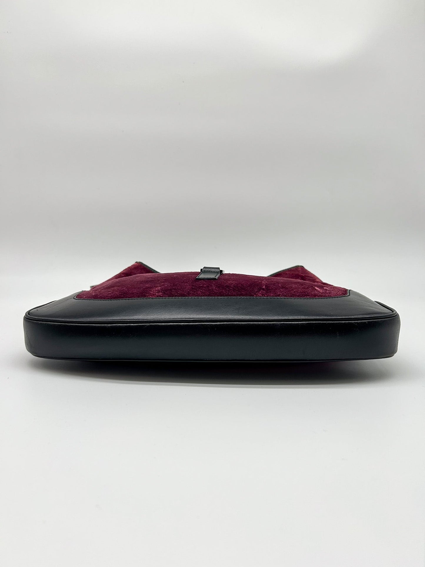 Gucci Jackie Pink Velvet and Black Leather Shoulder Bag