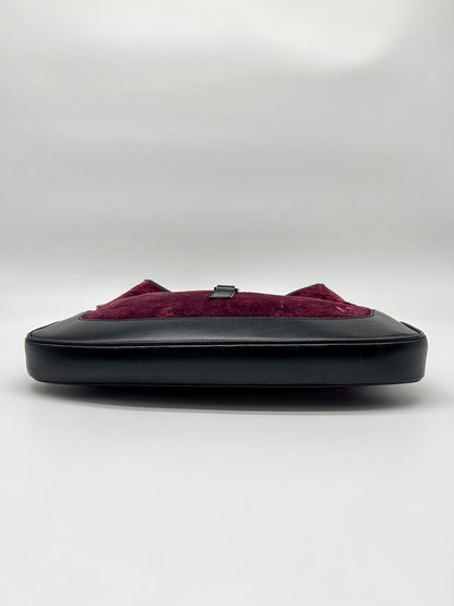 Gucci Jackie Pink Velvet and Black Leather Shoulder Bag