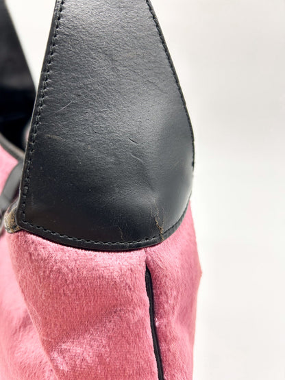 Gucci Jackie Pink Velvet and Black Leather Shoulder Bag