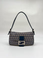 Fendi Navy Zucchino Baguette Shoulder Bag