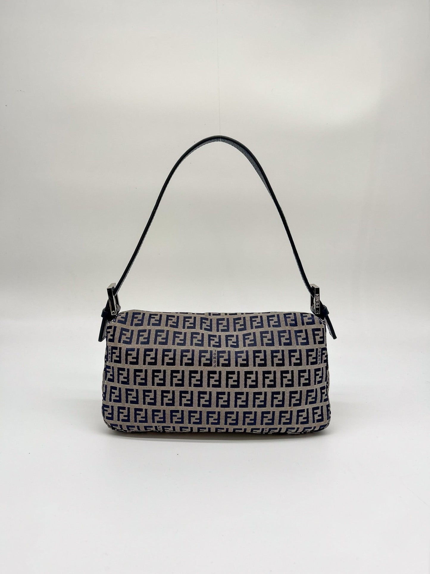 Fendi Navy Zucchino Baguette Shoulder Bag