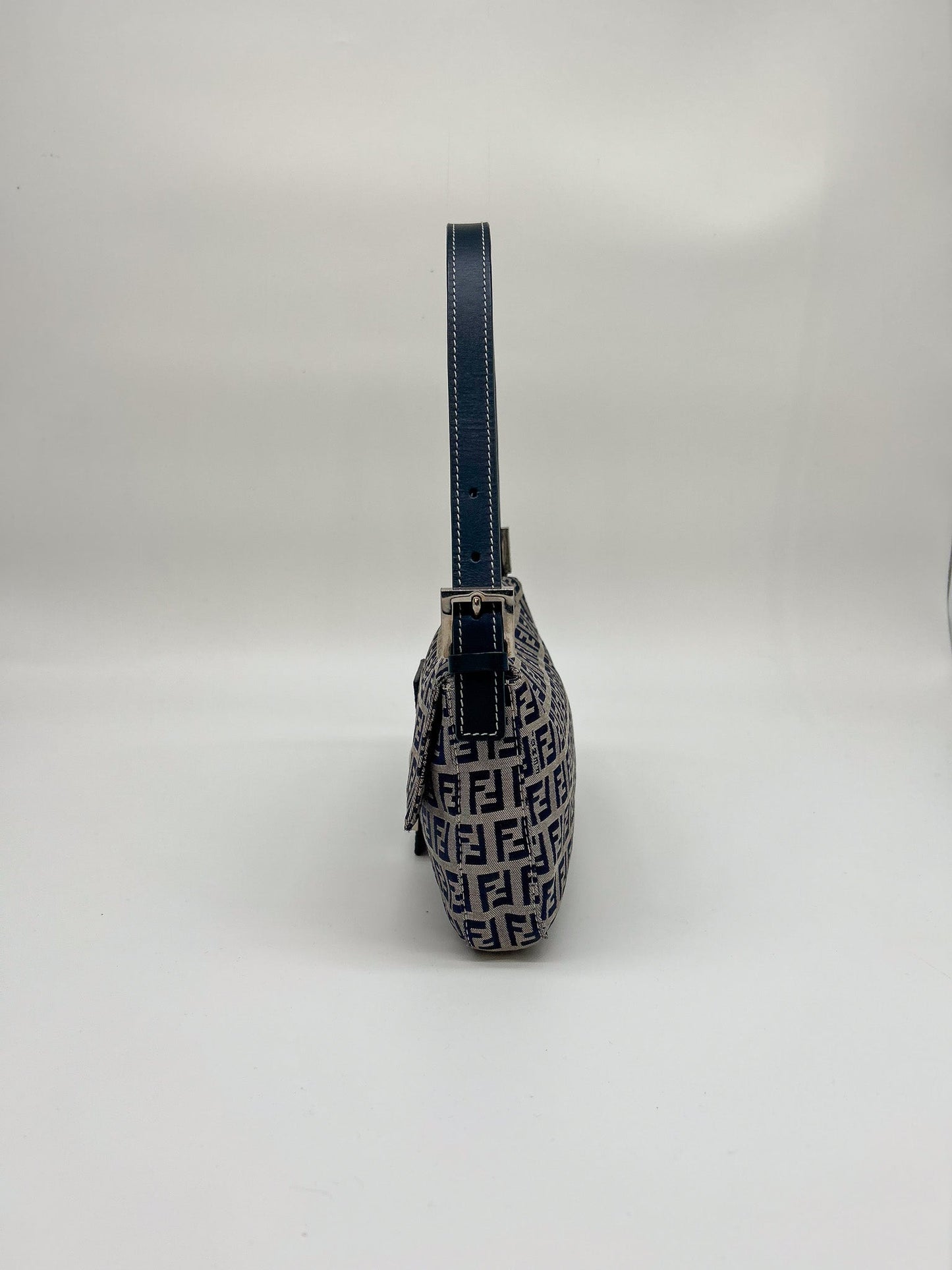 Fendi Navy Zucchino Baguette Shoulder Bag