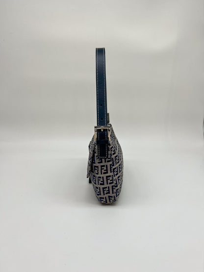 Fendi Navy Zucchino Baguette Shoulder Bag