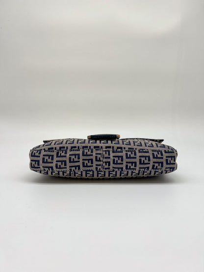 Fendi Navy Zucchino Baguette Shoulder Bag