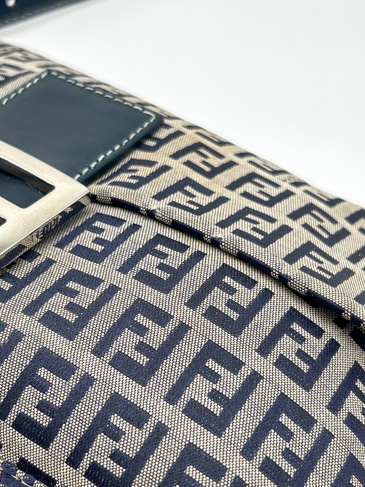 Fendi Navy Zucchino Baguette Shoulder Bag