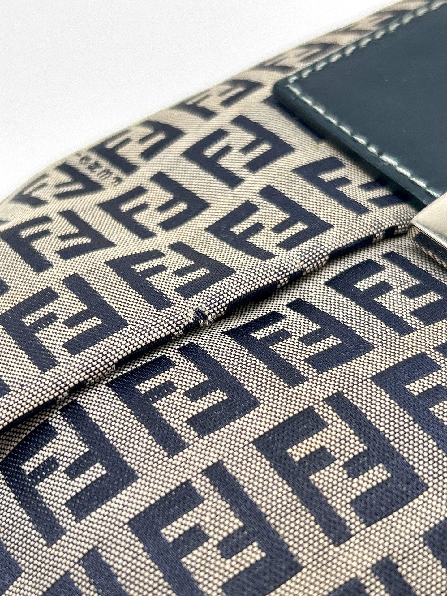 Fendi Navy Zucchino Baguette Shoulder Bag